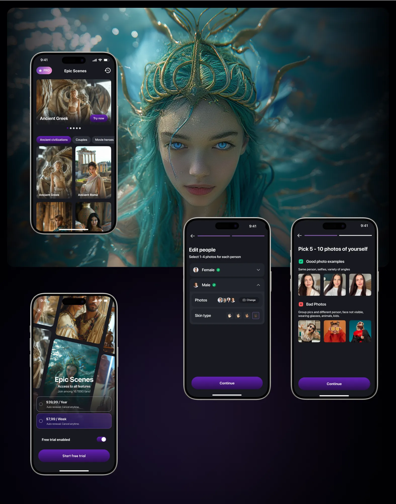Photo changer AI app, EpicScence AI