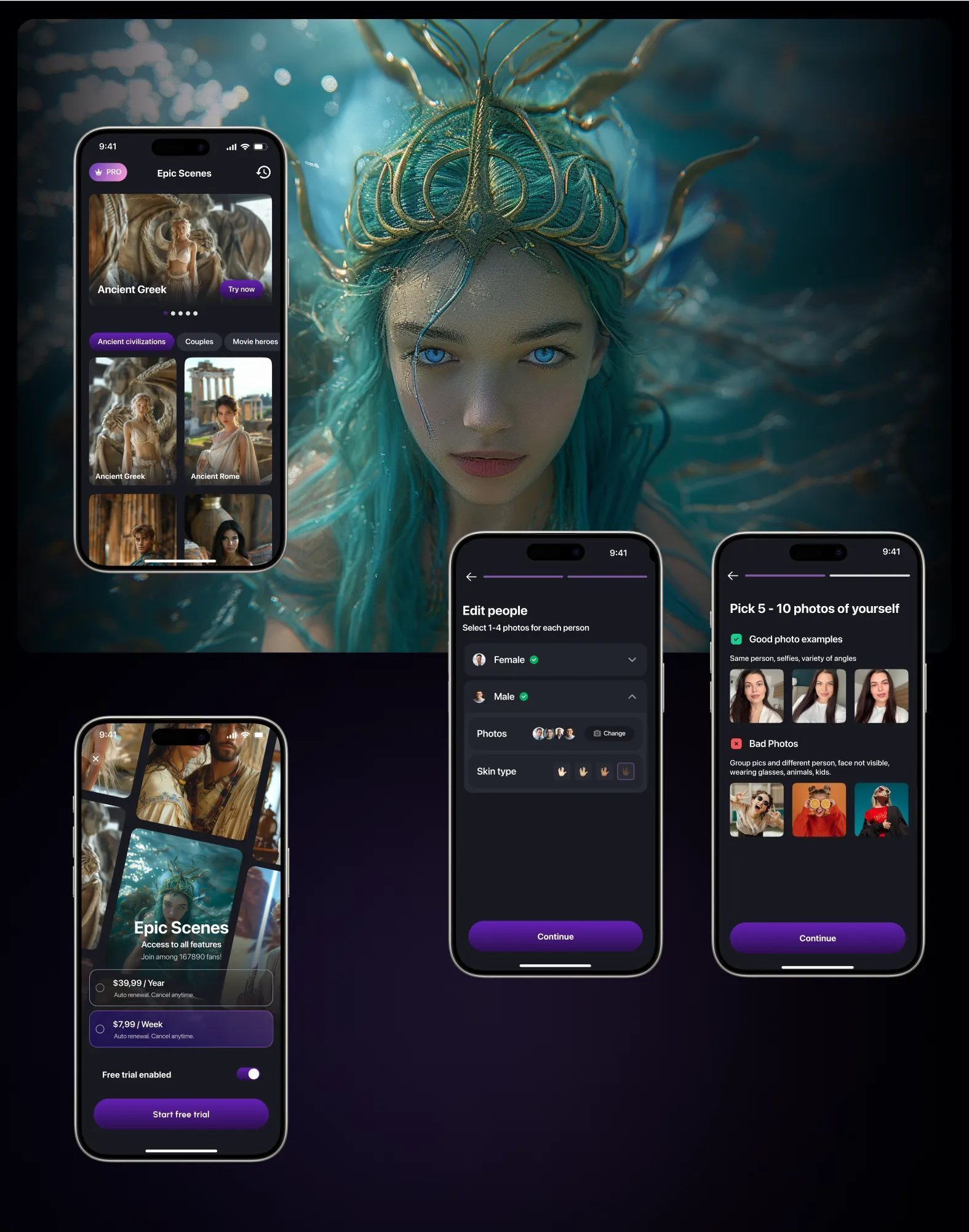Photo changer AI app, EpicScence AI